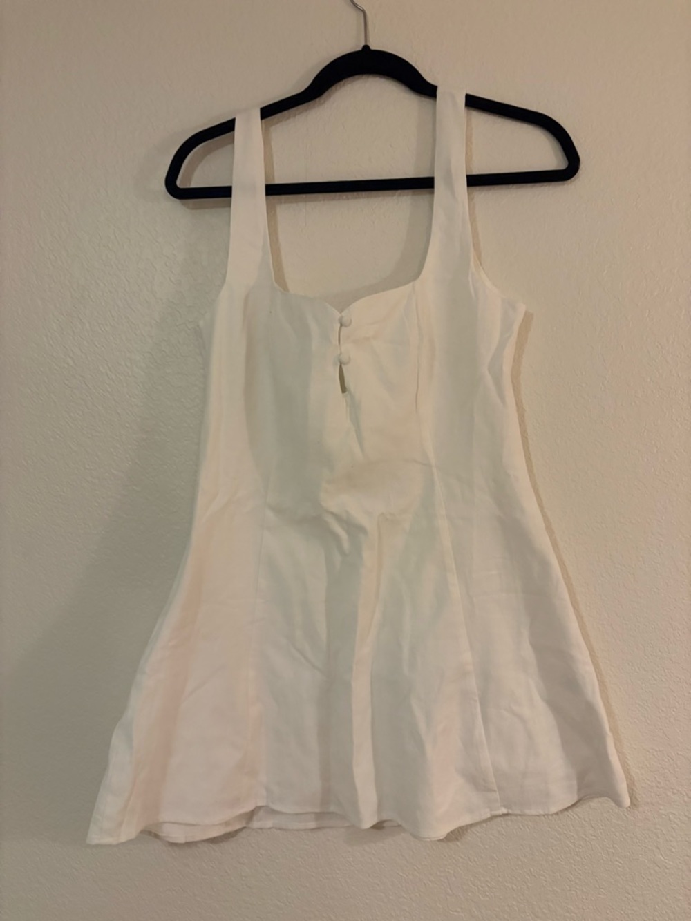 Meshki White Linen Button-Front Camisole Dress
